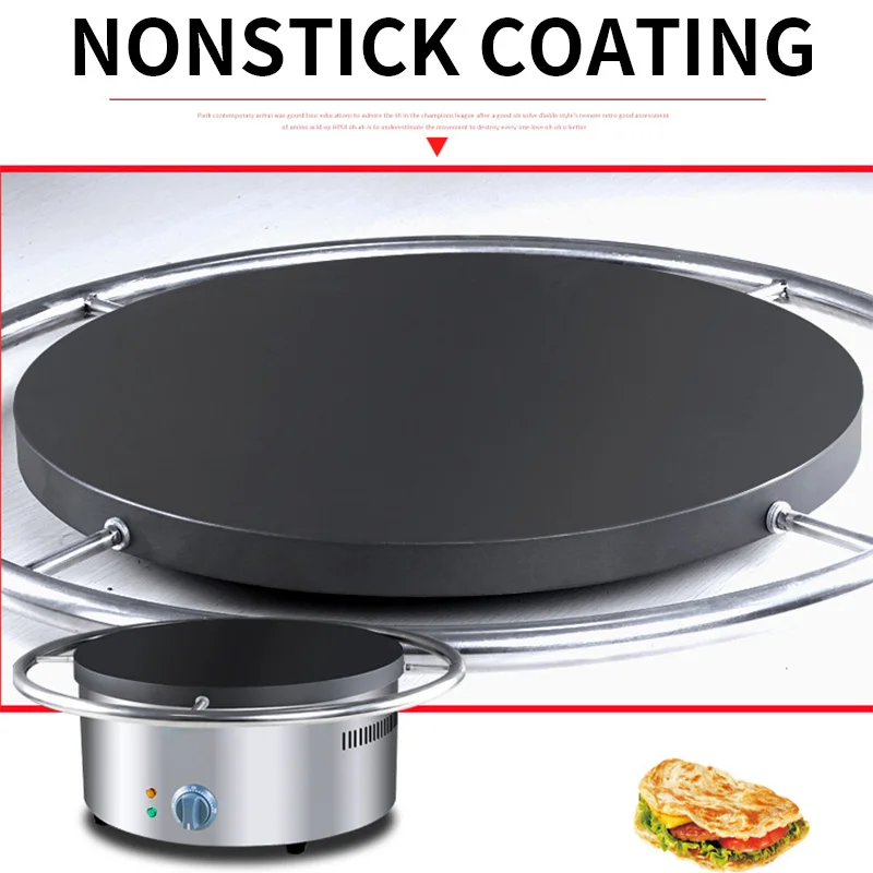 Crepe Maker Non Stick - Plancha Eléctrica Giratoria Manual para Panqueques,
