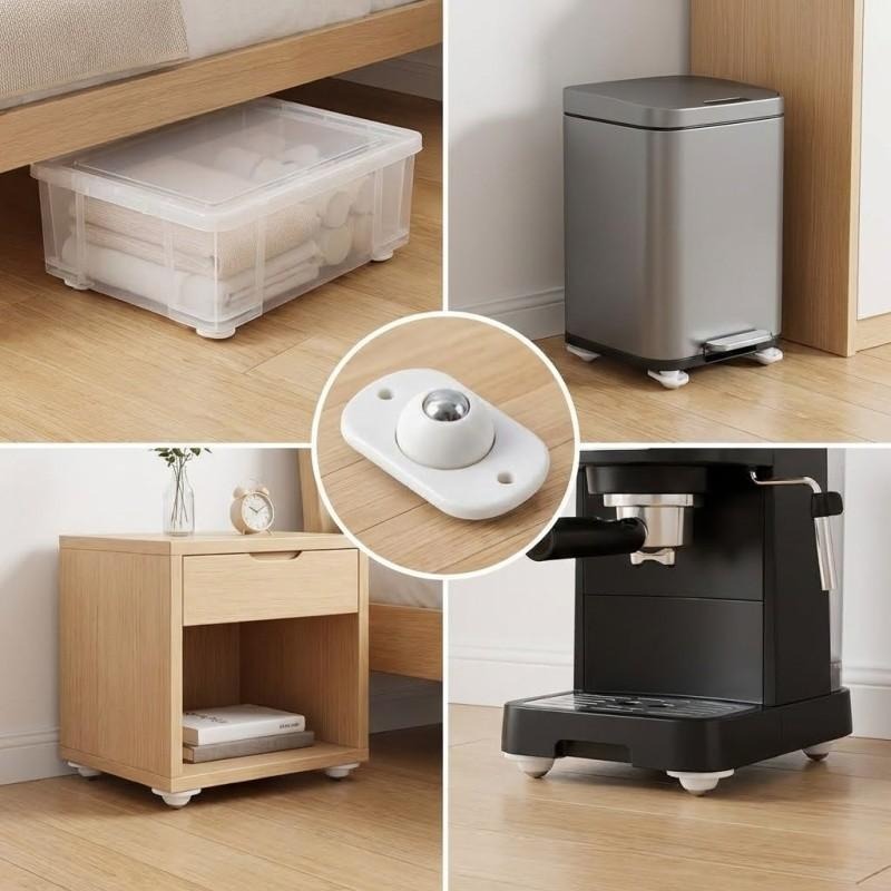 Kitchen Appliances White - 8 Ruedas Autoadhesivas para Electrodomésticos, Rodillos