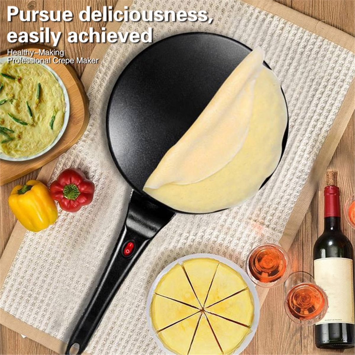 Crepe Maker Non Stick - Máquina para Hacer Crepas Eléctrica M10K,