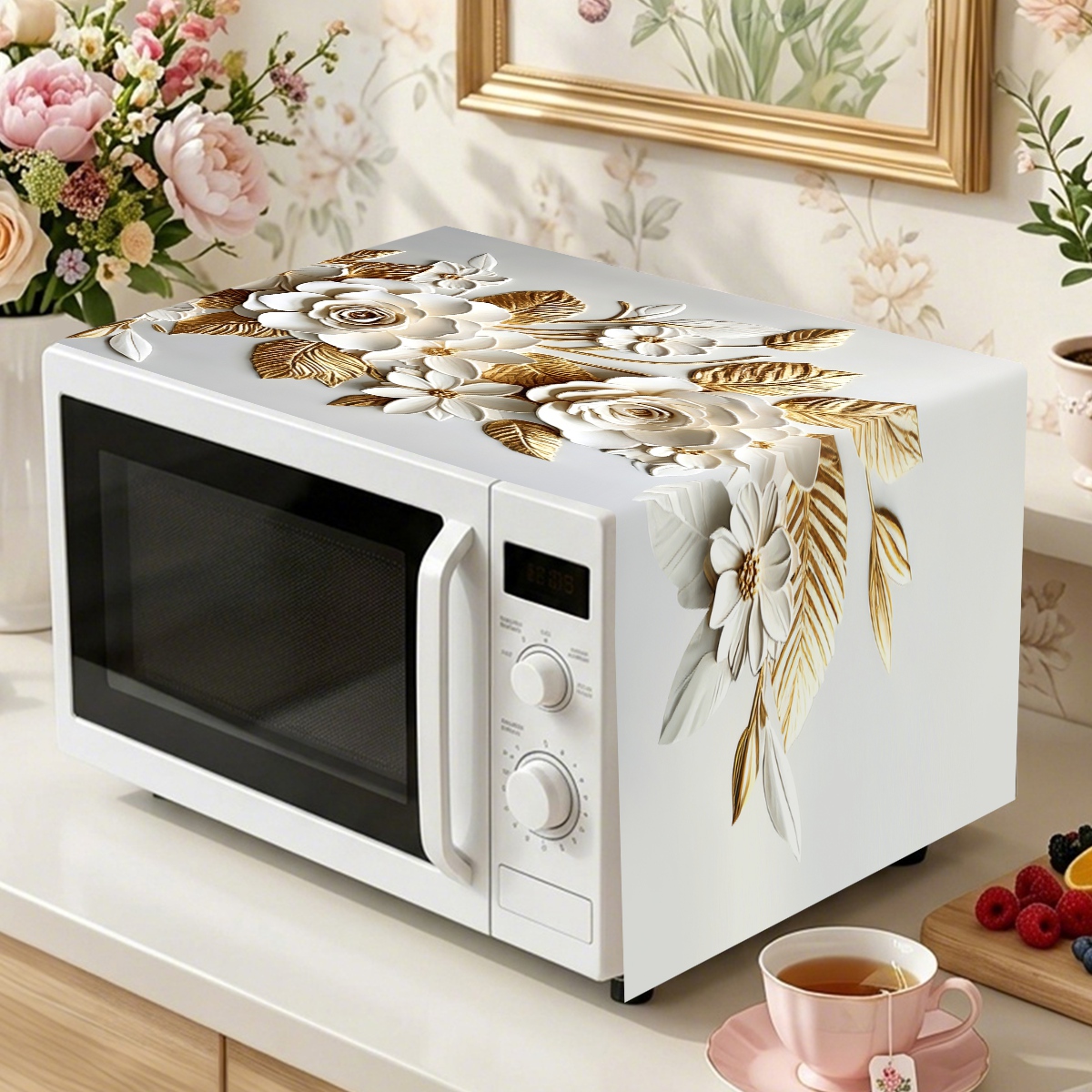 Kitchen Appliances White - Funda para Horno de Microondas Blanca