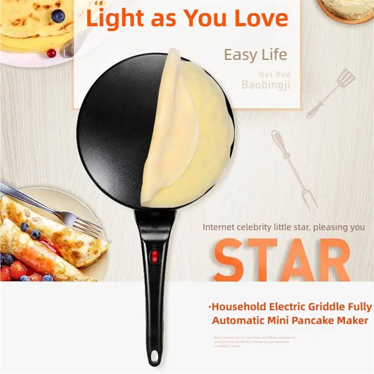 Máquina para Hacer Crepas Eléc - Crepe Maker Non Stick reseña y precio